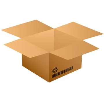 Opened cardboard bow with bar code Stock Illustration