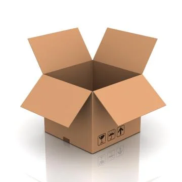 Opened cardboard box 3d illustration Stock Illustration