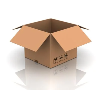 Opened cardboard box concept  3d illustration 스톡 일러스트