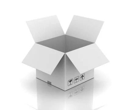 Opened cardboard box concept  3d illustration Stockillustratie