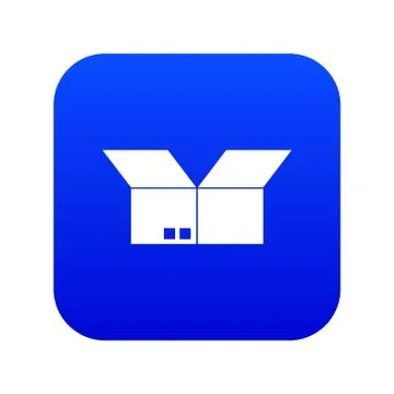 Opened cardboard box icon digital blue イラスト素材