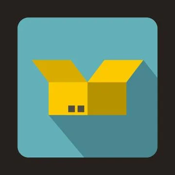 Opened cardboard box icon, flat style 스톡 일러스트