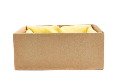 Opened cardboard box isolated Foto stock
