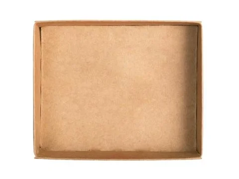Opened cardboard box isolated on white background. Top view Stock Photos