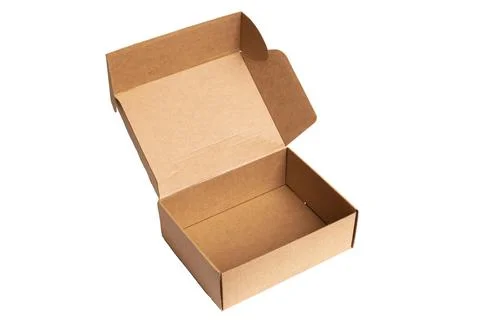 Opened cardboard box isolated on white background 스톡 사진