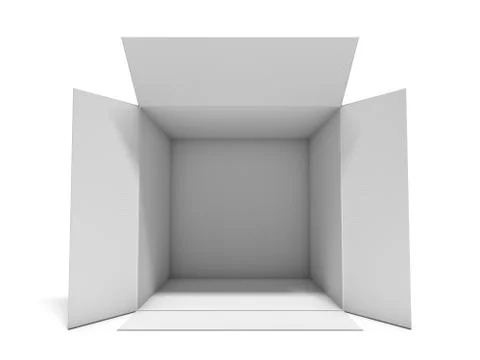 Opened cardboard package box. 3D Stock Illustration
