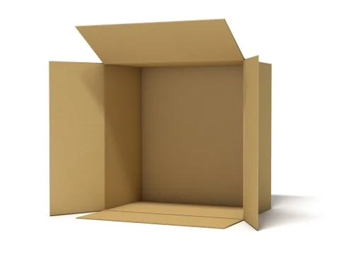Opened cardboard package box. 3D Stock Illustration