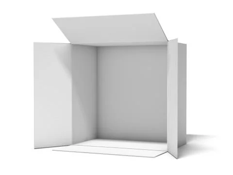 Opened cardboard package box. 3D Stock Illustration