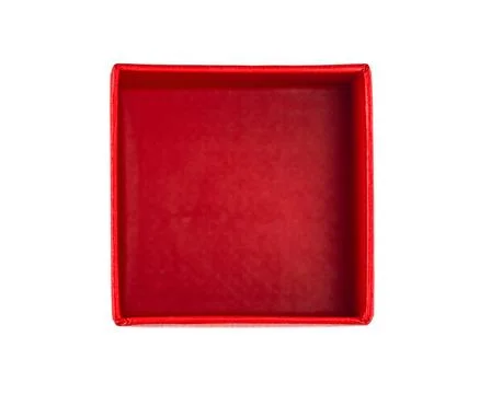 Opened cardboard red box with empty space inside Stock Photos