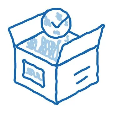 Opened Carton Box Approved Element doodle icon hand drawn illustration Stock Illustration