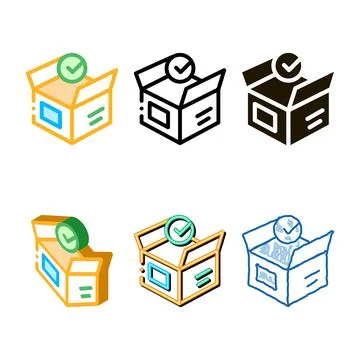 Opened carton box clean approved element vector icon Illustrazione stock