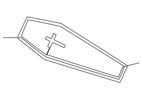 Opened casket marked with a cross Stock Illustration