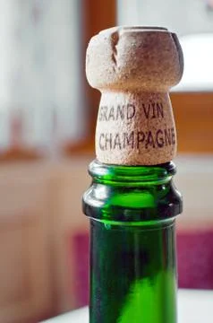 Opened champagne plug Stock Photos