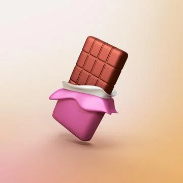 Opened chocolate bar - stylized 3d CGI icon object Stock Illustration