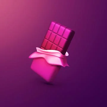 Opened chocolate bar - stylized 3d CGI icon object, Not gen Ai Stock Illustration