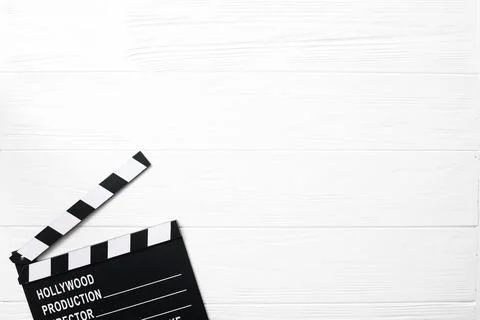 Opened clapperboard white table Resolution and high quality beautiful photo Stock Photos