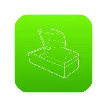 Opened coffin icon green vector Stock Illustration