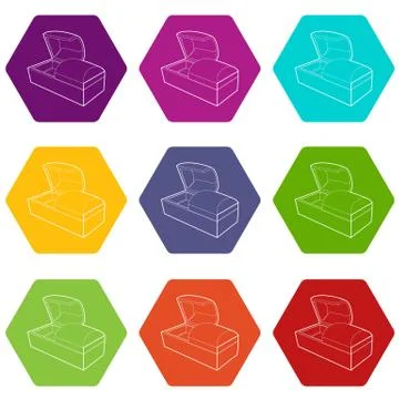 Opened coffin icons set 9 vector Stock Illustration
