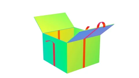 Opened Colorful Gift Box on White Background 3D Rendering Stock Footage 121685401