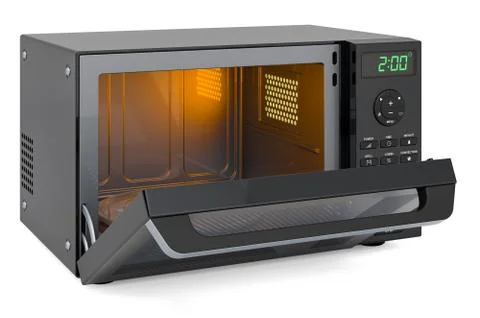 Opened combination oven, microwave. 3D rendering Stock-Illustration