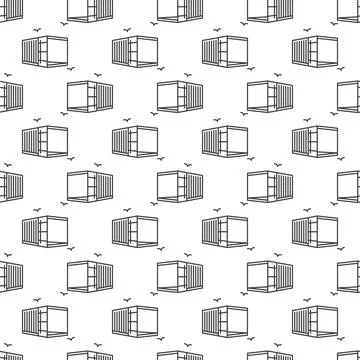 Opened Container vector Transportation concept line seamless pattern Stock Illustration