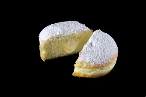 Opened cream round donut Stock Photos