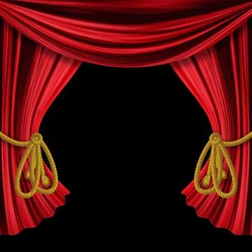 Opened curtains on black background Stock Illustration