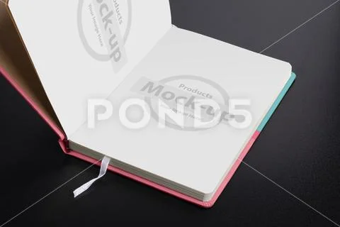 Opened daily planner notebook with smart object pages mock-up series PSD Template