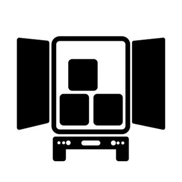 Opened Delivery Truck with Boxes Inside. Black Illustration Isolated on a Whi Stock Illustration