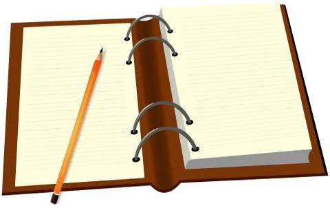 Opened diary and pencil Stock Illustration