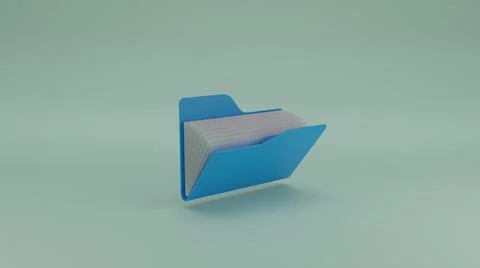 Opened document folder with papers 3D render illustration Illustrazione stock