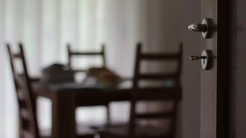 Opened door into an apartment Stock Footage 107907923