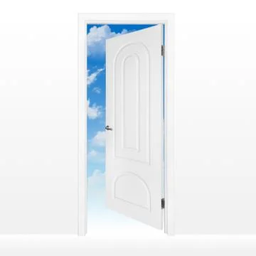 Opened door to blue sky Stock Photos