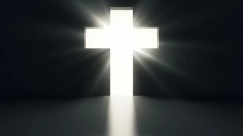 Opened door with bright light cross Stock Footage 60843652