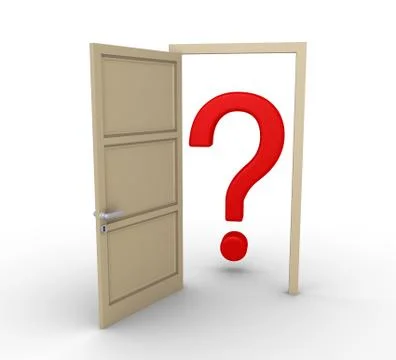 Opened door leads to question mark Stock Illustration