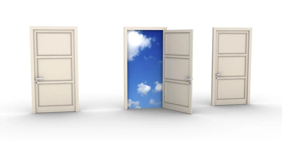 Opened door leads to the sky Stock Illustration
