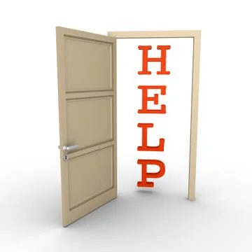 Opened door provides help Stock Illustration