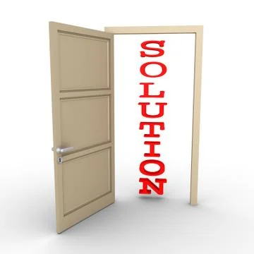 Opened door provides solution Stock Illustration