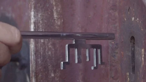 Opened the door with a silver key Stock Footage 75910214