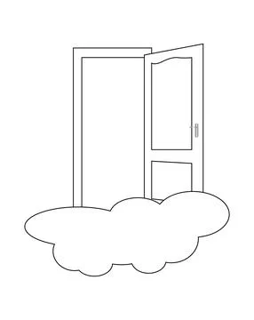 Opened door in the sky on the cloud Stock Illustration