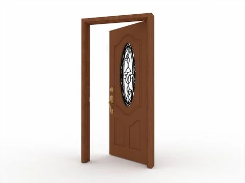 Opened door on white background rendered Stock Illustration