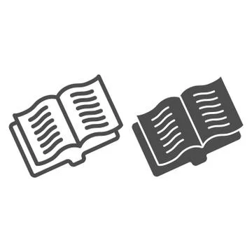 Opened educational notebook line and solid icon. Exercise book or magazine 스톡 일러스트
