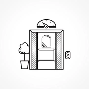 Opened elevator door black line vector icon Stock Illustration