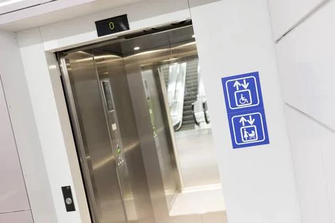 Opened elevator for mothers and physically disabled Elevator for mothers a... Stock Photos