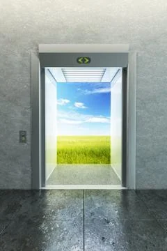 Opened elevator to new life Stock Illustration