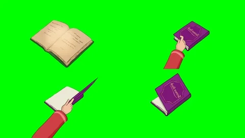 Opened empty books and blank flying pages fluttering slowly in winds 2d Stock Footage 334702858