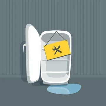 Opened Empty Broken Fridge in the Water Stock Illustration