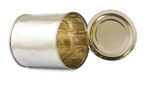 Opened empty can Stock Photos