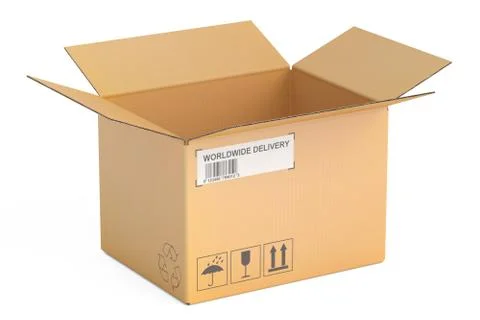 Opened empty cardboard box, 3D rendering Stockillustratie