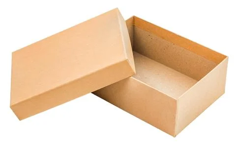 Opened empty cardboard box isolated on white Stock Photos